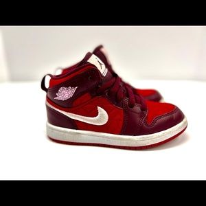 NIce!!! Air Jordan 1 Retro Mid Pink Red Quilted  AV5173-600 Size 11C